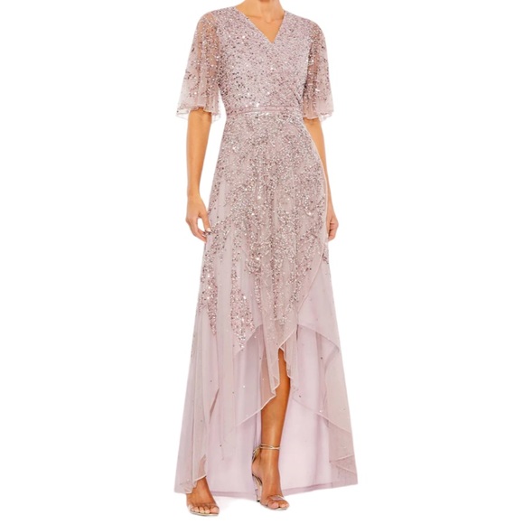 Mac Duggal Butterfly-Sleeve Sequin high-low Gown size 6 - Picture 1 of 7